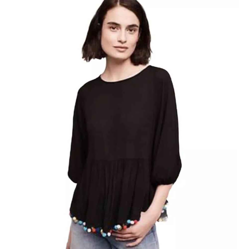 Anthropologie Eri + Ali Pom Pom Top